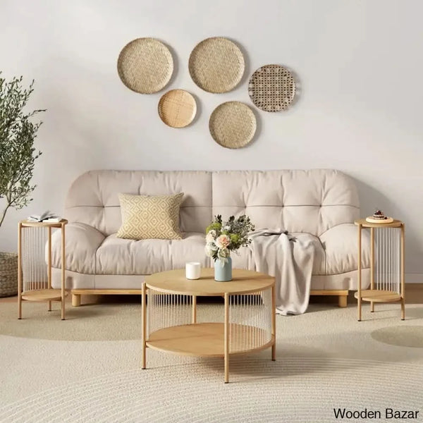 Bradhamz Boho Natural Fiber Rope Coffee And Center Table Set
