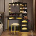 Braison Vanity Dressing Table With Mirror & Stool Black