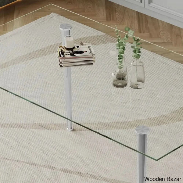 Brawley 4 & 8 Seater Dining Table Set In Glass Top