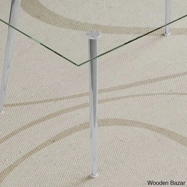 Brawley 4 & 8 Seater Dining Table Set In Glass Top