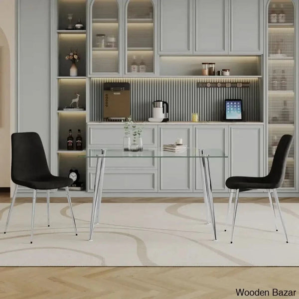 Brawley 4 & 8 Seater Dining Table Set In Glass Top