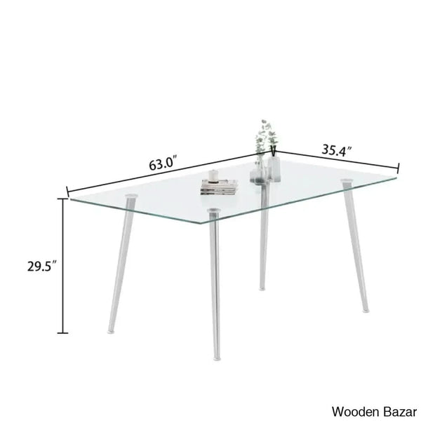 Brawley 4 & 8 Seater Dining Table Set In Glass Top