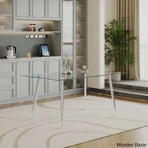 Brawley 4 & 8 Seater Dining Table Set In Glass Top