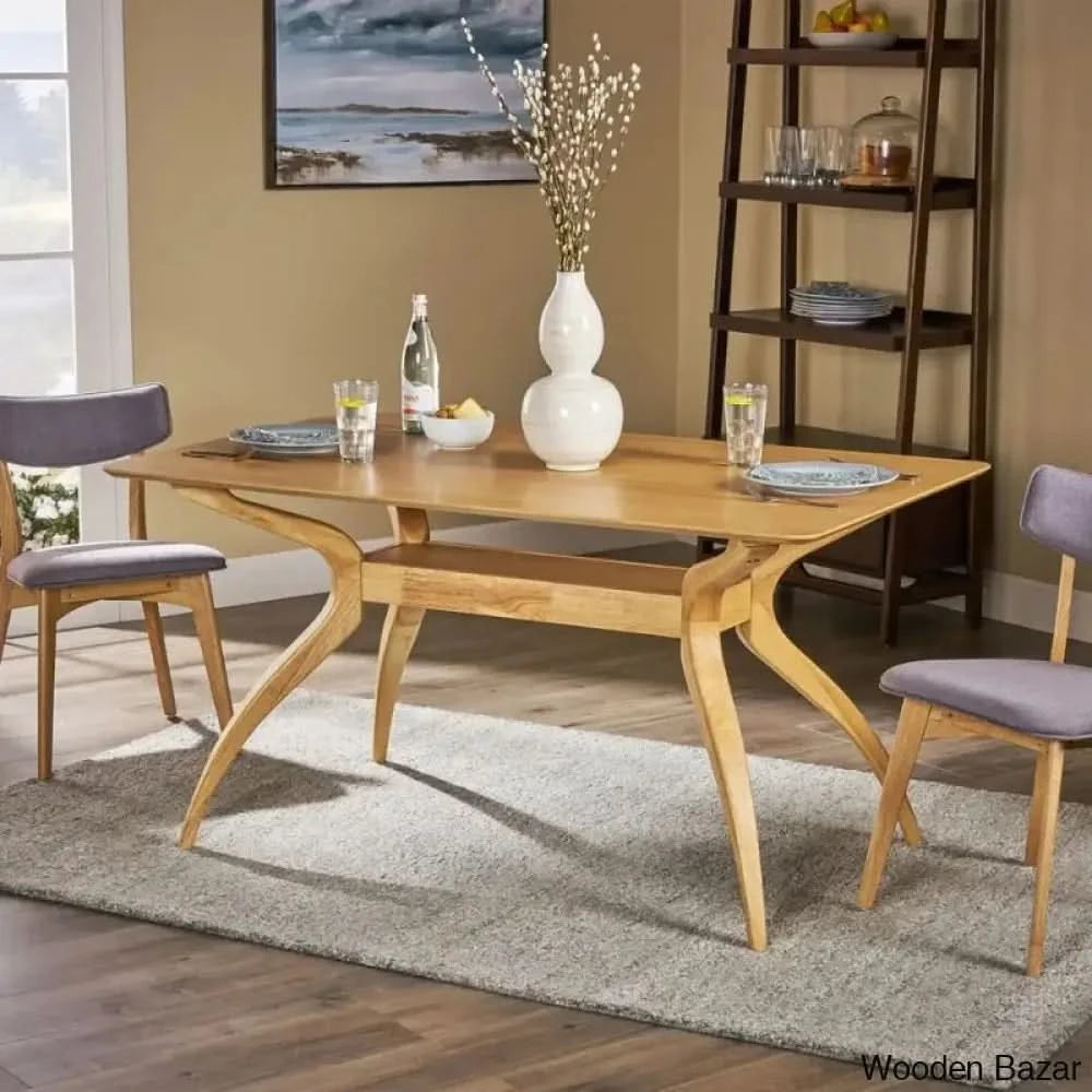 Breaker Stylish Teak Wood Dining Table With Modern Appeal Brown Walnut