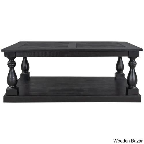 Brhiannan Solid Wood Elegant Coffee And Center Table Black