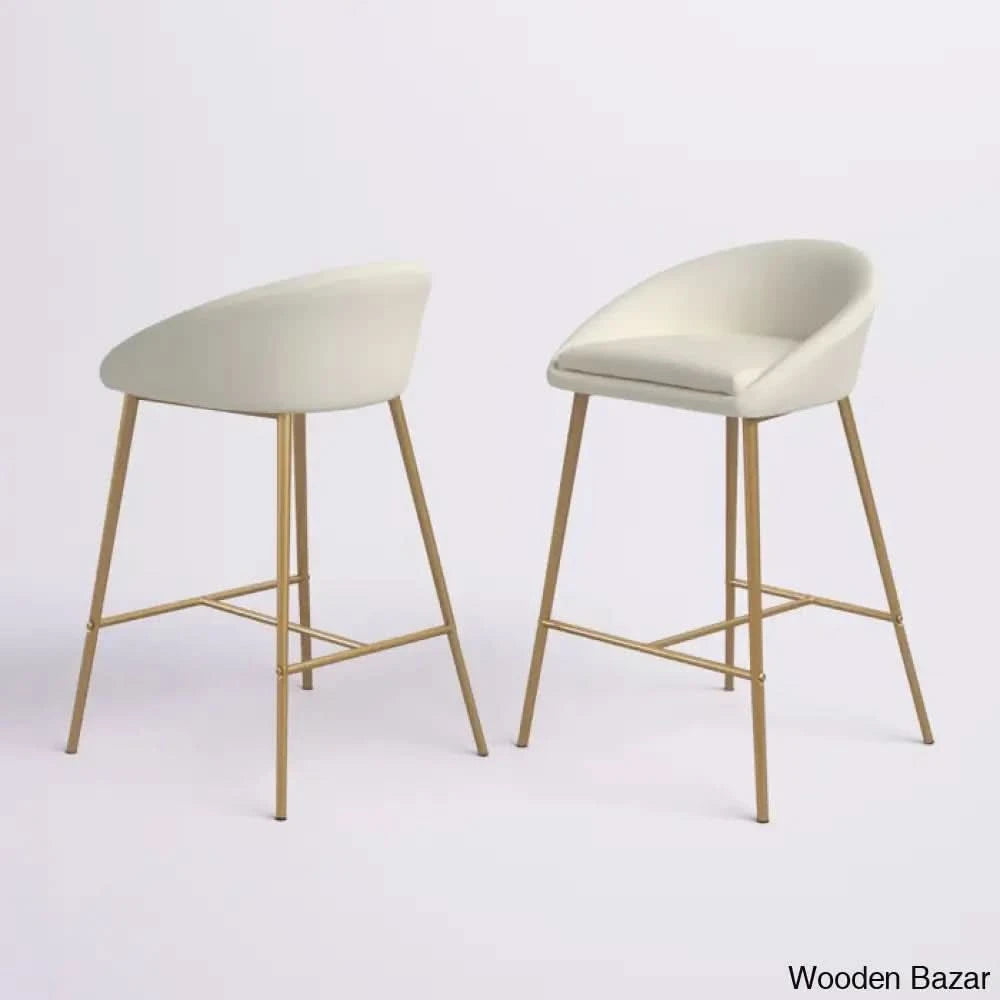 Briellew Swivel 25.75’’ Counter And Bar Stool (Set Of 2) Cream Polyester / Gold Frame