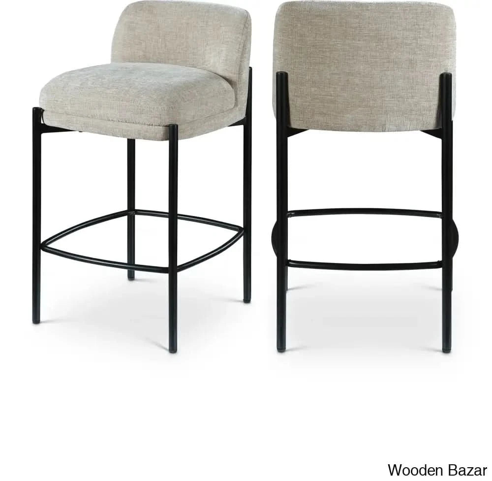 Brixeno Upholstered 26’’ Counter Stool With Metal Frame (Set Of 2) Beige