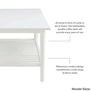 Brockly 47” Wood And Veneers Coffee Center Table With Decorative Shelf