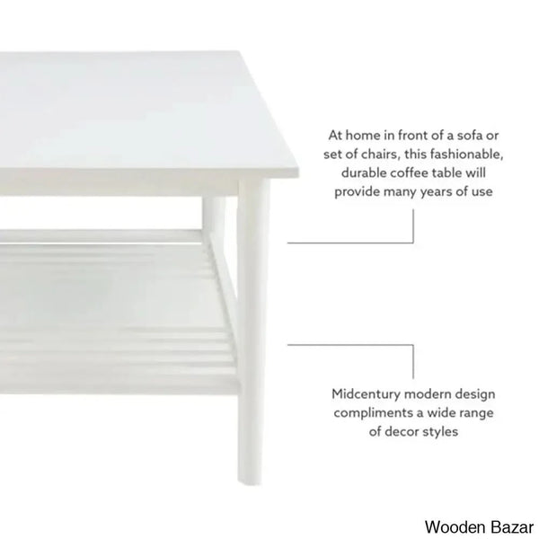 Brockly 47” Wood And Veneers Coffee Center Table With Decorative Shelf