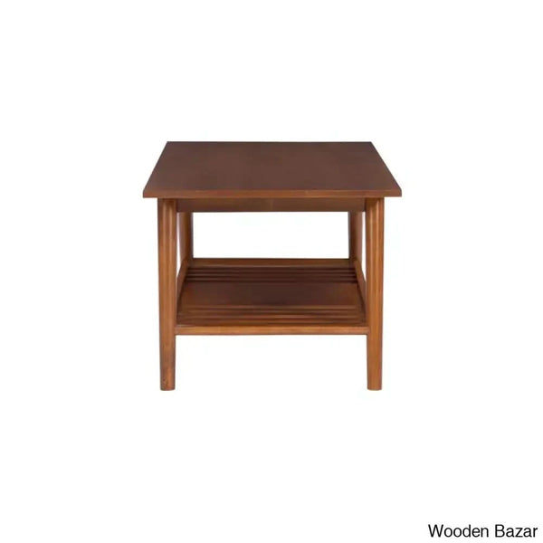 Brockly 47” Wood And Veneers Coffee Center Table With Decorative Shelf