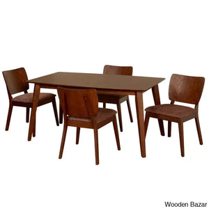 Bronson 4 & 6 Seater Wooden Dining Table Set - Bazar