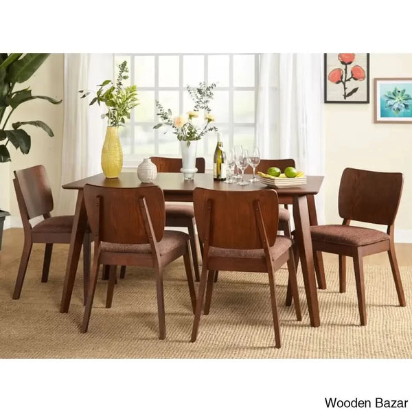 Bronson 4 & 6 Seater Wooden Dining Table Set - Bazar