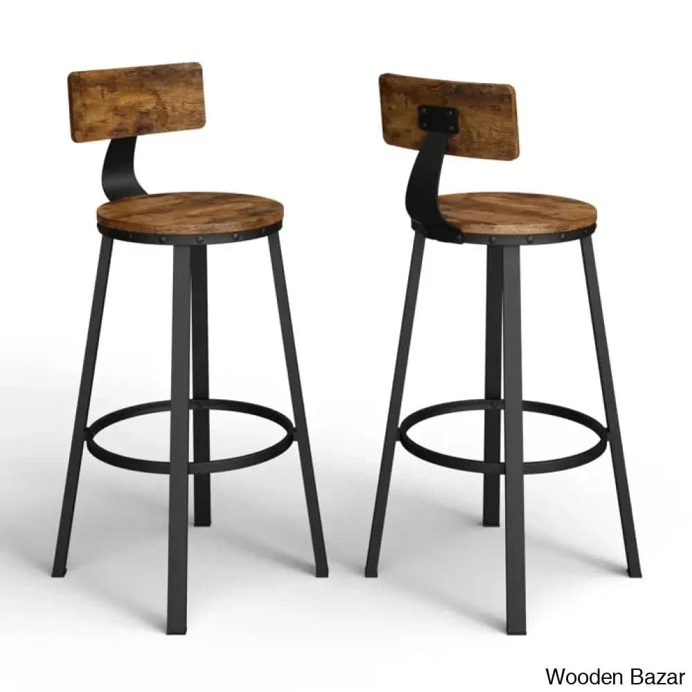 Brookdalez Swivel Counter And Bar Stool With Metal Frame (Set Of 2) Rustic Brown/Black / Bar