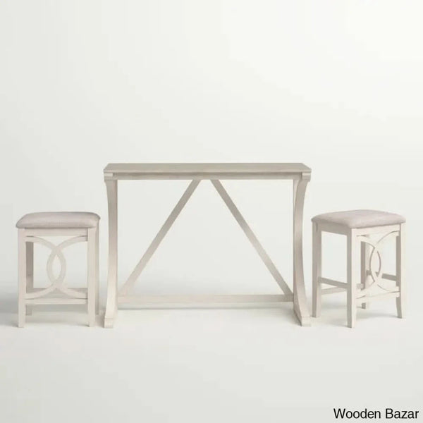 Bryce New 2 Seater Wooden Trestle Dining Set - Bazar