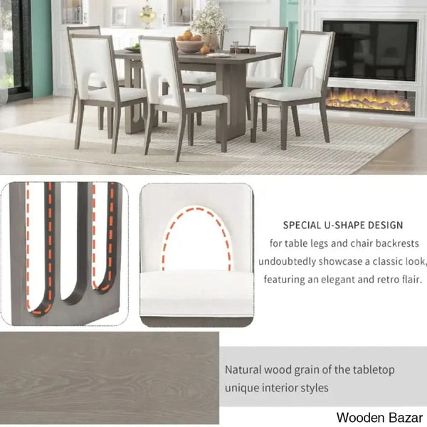 Burle Wooden 6 Seater Trestle Dining Table Set - Bazar