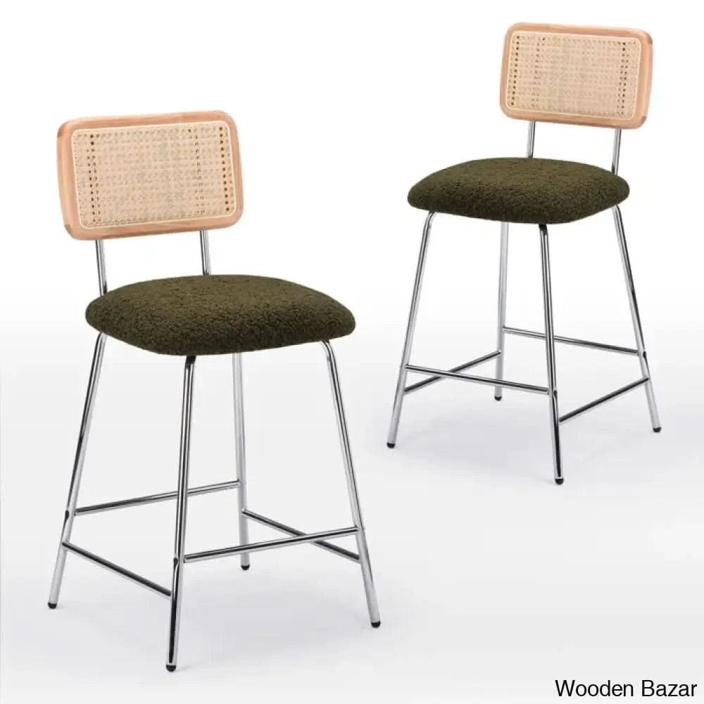 Burokern Swivel 25.2’’ Counter And Bar Stool (Set Of 2) Green