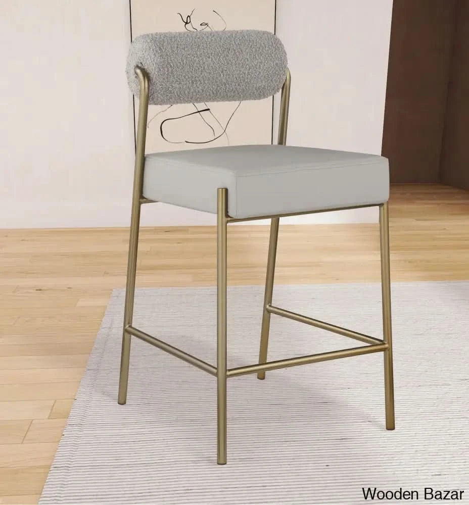 Burslemz Boucle Fabric & Faux Leather Counter And Bar Stool Taupe