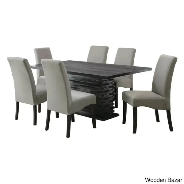 Byrd Stylish Black And Gray Pedestal Dining Set - Modern Elegance For Sophisticated Spaces