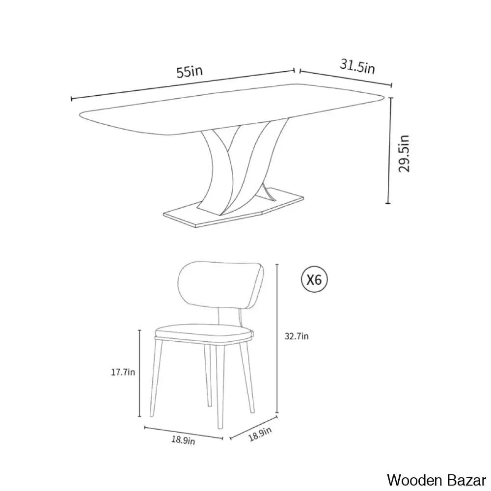 Cabal New 6 Seater Pedestal Dining Set - Wooden Bazar Seater