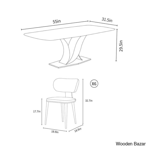 Cabal New 6 Seater Pedestal Dining Set - Wooden Bazar