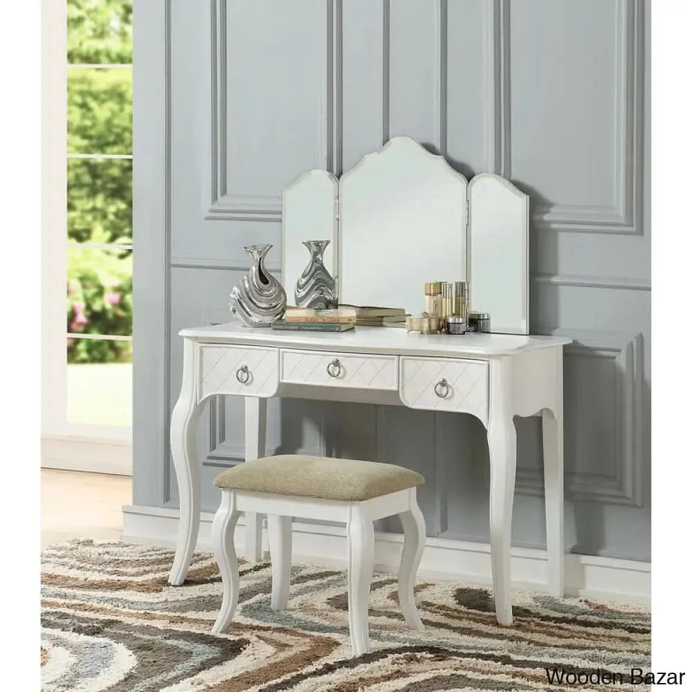 Caden Vanity Dressing Table With Mirror And Stool