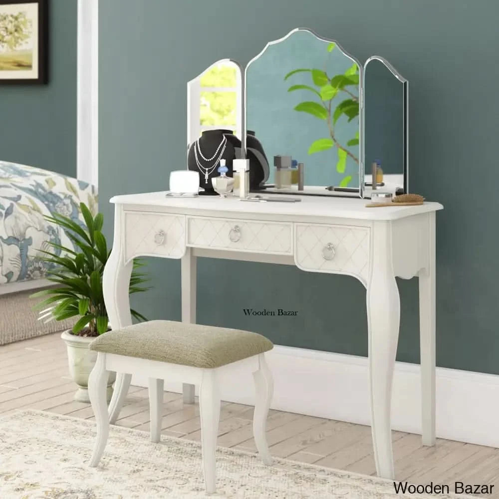 Caden Vanity Dressing Table With Mirror And Stool
