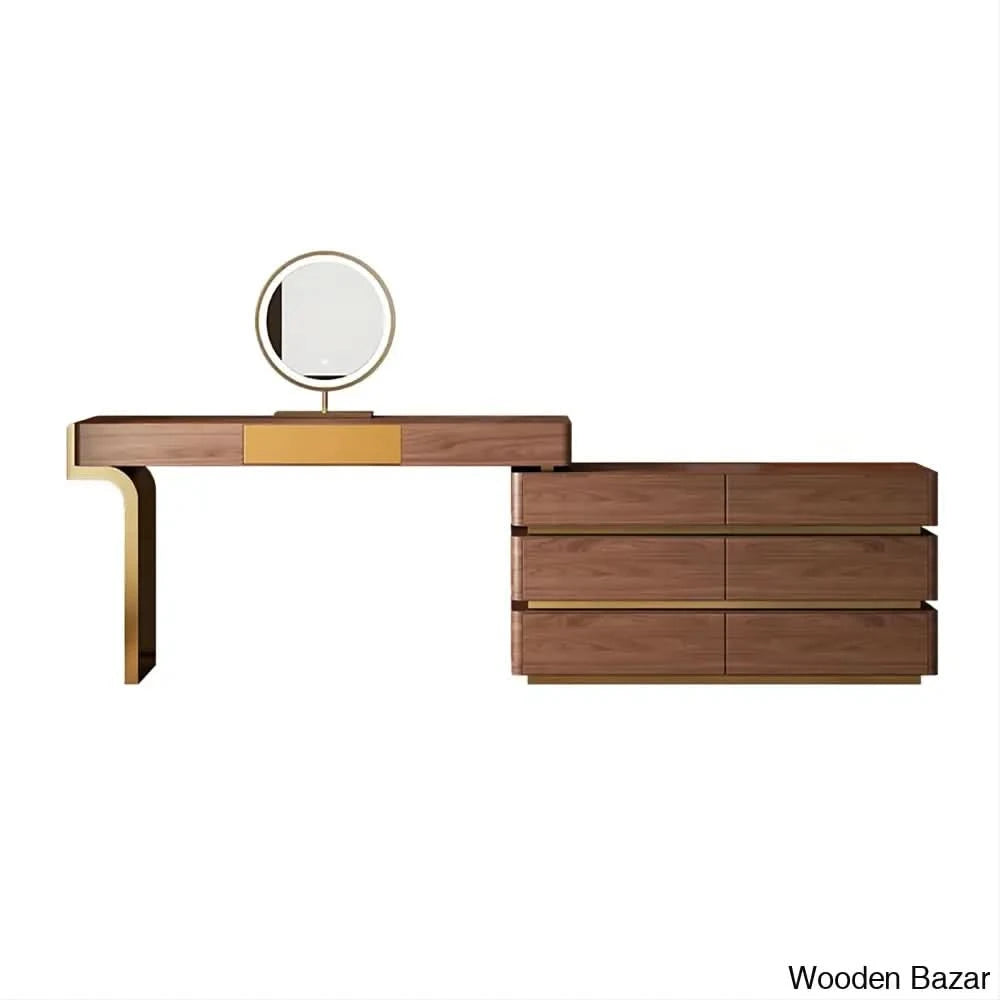 Cadesia Vanity Dressing Table With Mirror Light And Stool