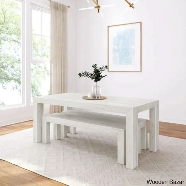 Cady 6 Seater Teak Wood Solid Dining Set - Wooden Bazar