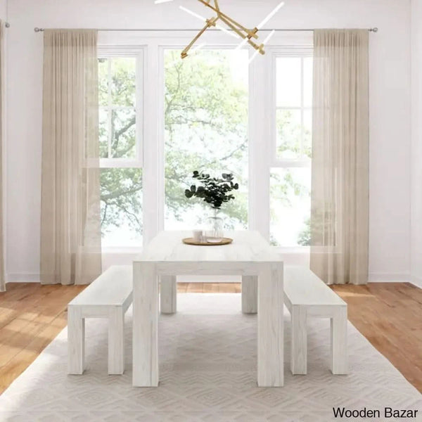 Cady 6 Seater Teak Wood Solid Dining Set - Wooden Bazar