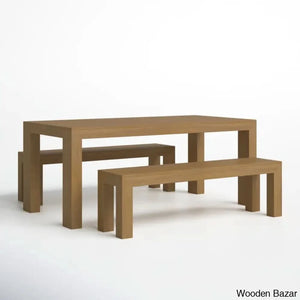 Cady 6 Seater Teak Wood Solid Dining Set - Wooden Bazar