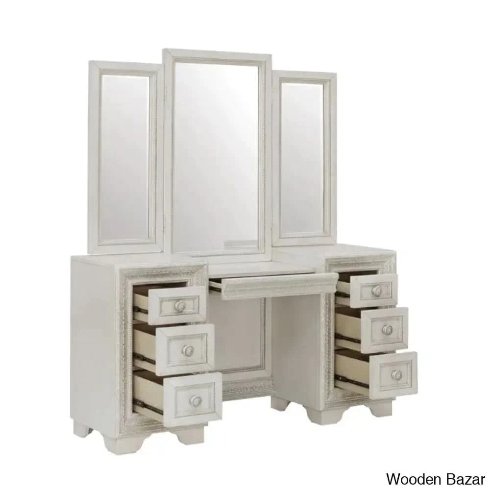 Camilla Vanity Dressing Table With Mirror & Stool