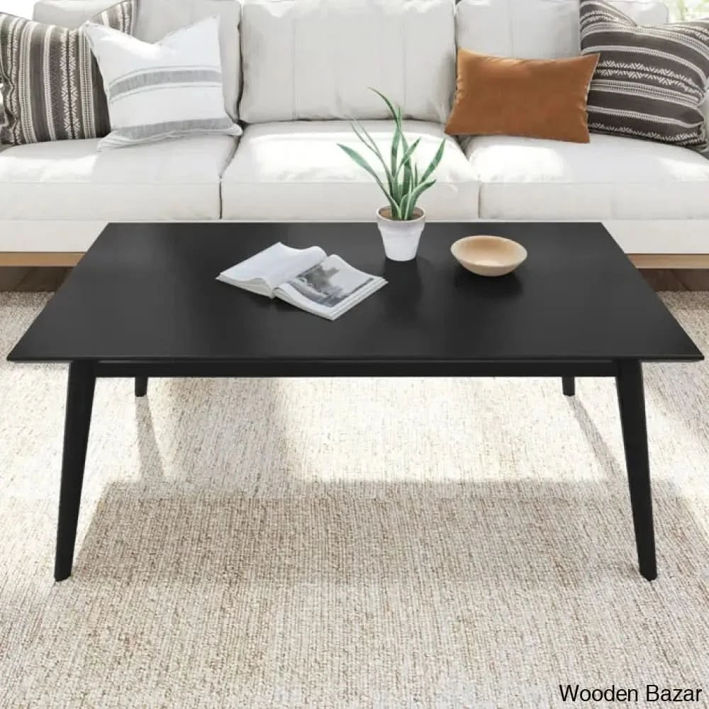 Cantonei Solid Wood Single Coffee And Center Table Black / 17.75’’ H X 48’’ L 24’’ W