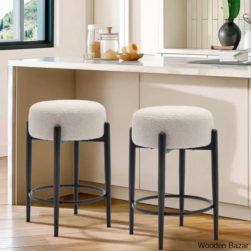 Carien 24’’ Swivel Sherpa Upholstered Counter Stool