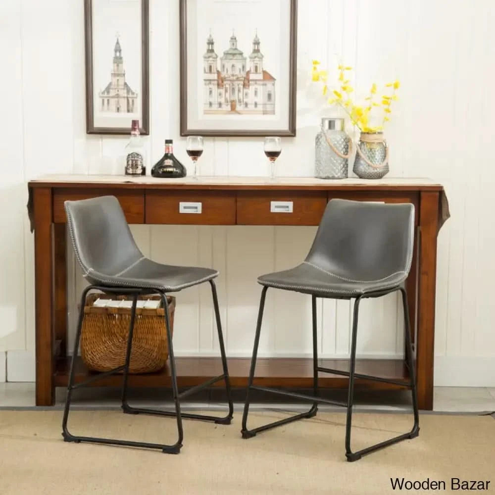 Carmelitas Swivel Upholstered Counter And Bar Stool With Metal Frame (Set Of 2) Antique Gray / Bar