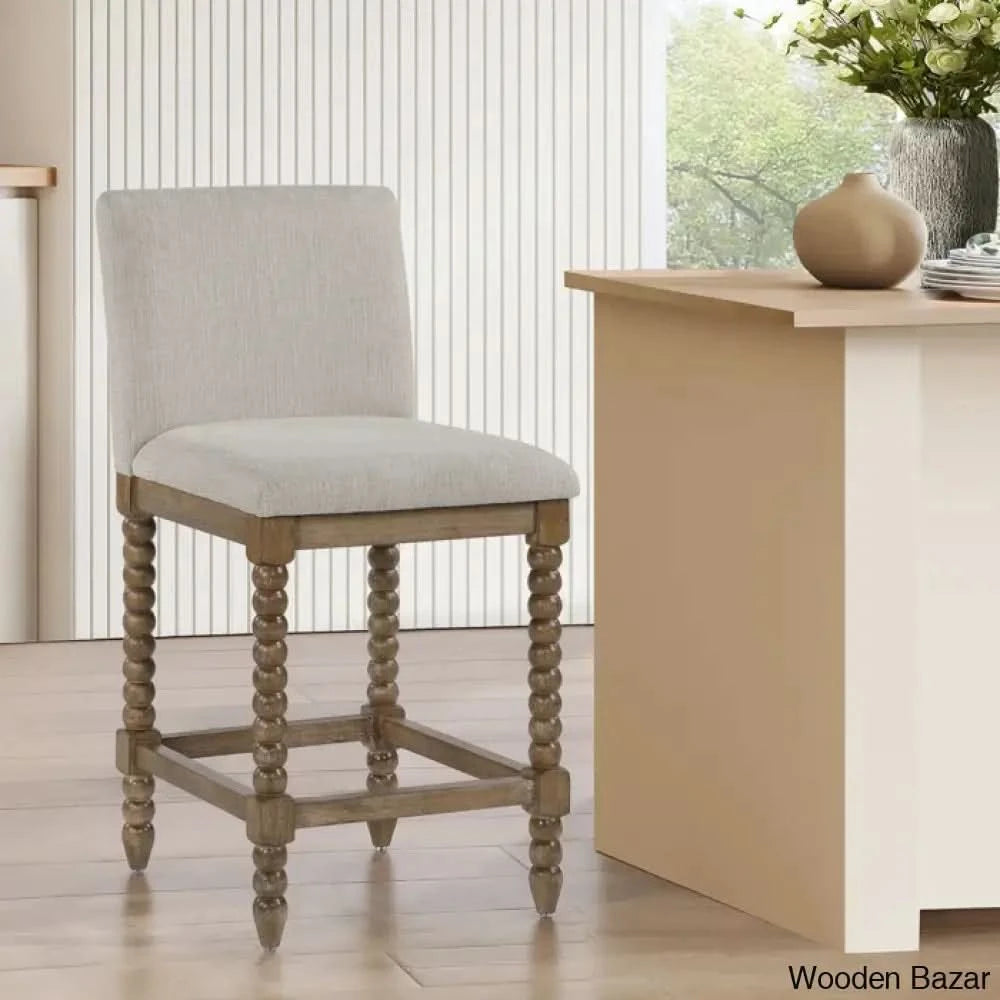 Carollyne Swivel 26’’ High Modern Farmhouse Turned Leg Beaded Counter And Bar Stool Brown /
