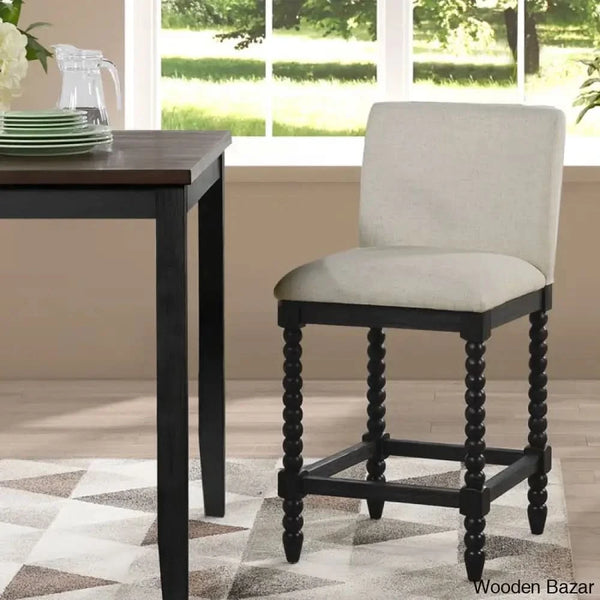 Carollyne Swivel 26’’ High Modern Farmhouse Turned Leg Beaded Counter And Bar Stool