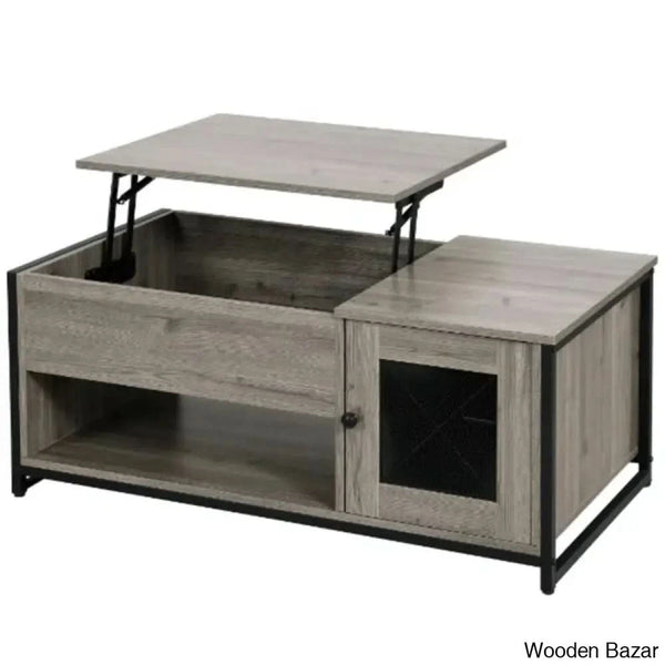Caulein Lift Top Extendable Frame Rectangular Coffee And Center Table With Storage