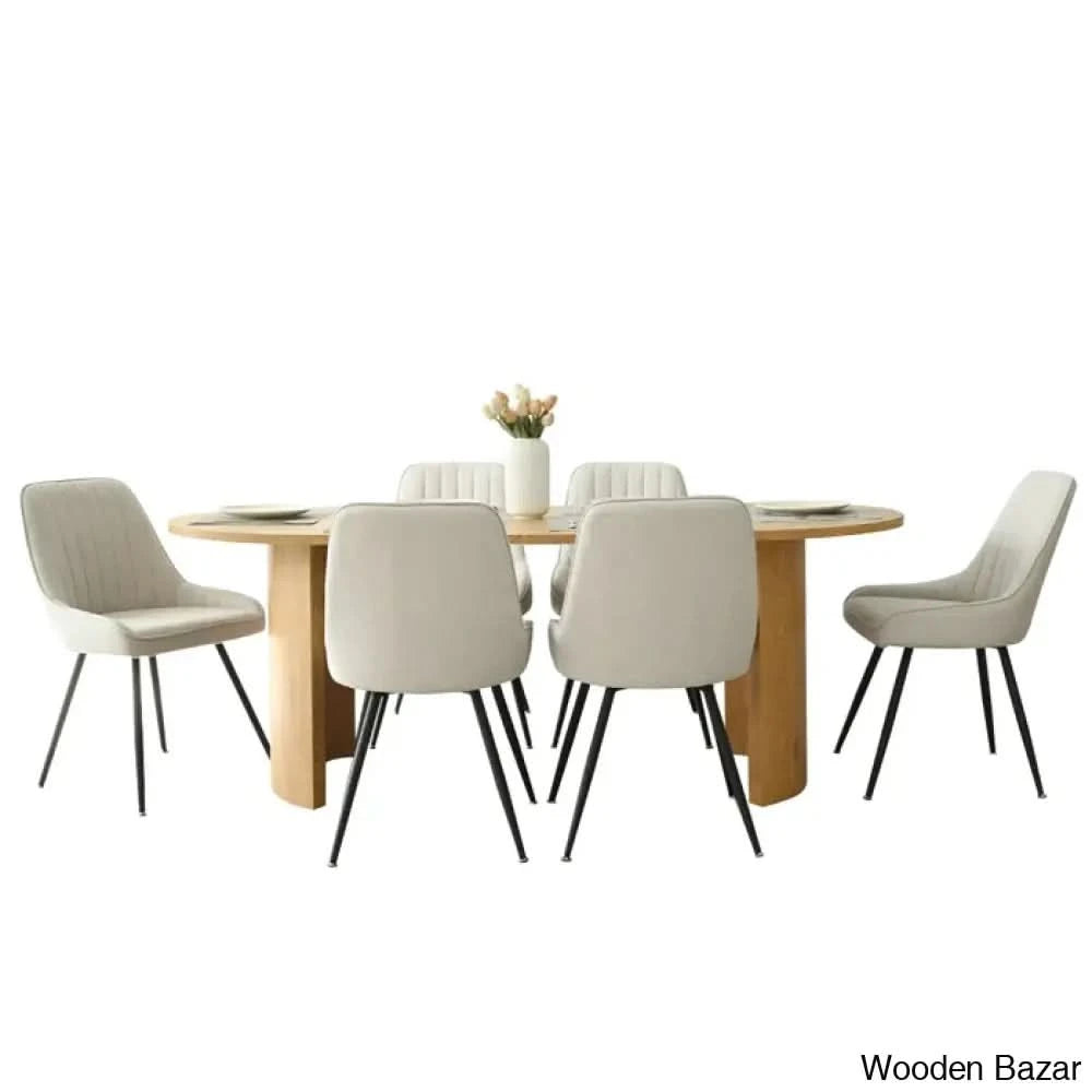 Ceder Luxury 6 Seater Dining Table Set - Wooden Bazar Oak