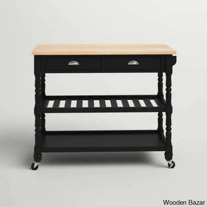 Celia 45’’ Kitchen Cart With Butcher Block Top And Locking Wheels Trolley Cart Cabinet Kitchen