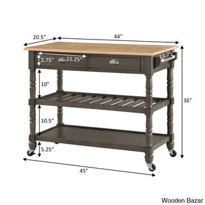 Celia 45’’ Kitchen Cart With Butcher Block Top And Locking Wheels Trolley Cart Cabinet Kitchen