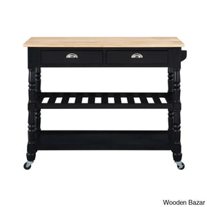 Celia 45’’ Kitchen Cart With Butcher Block Top And Locking Wheels Trolley Cart Cabinet Kitchen