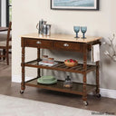 Celia 45’’ Kitchen Cart With Butcher Block Top And Locking Wheels Trolley Cart Cabinet Kitchen
