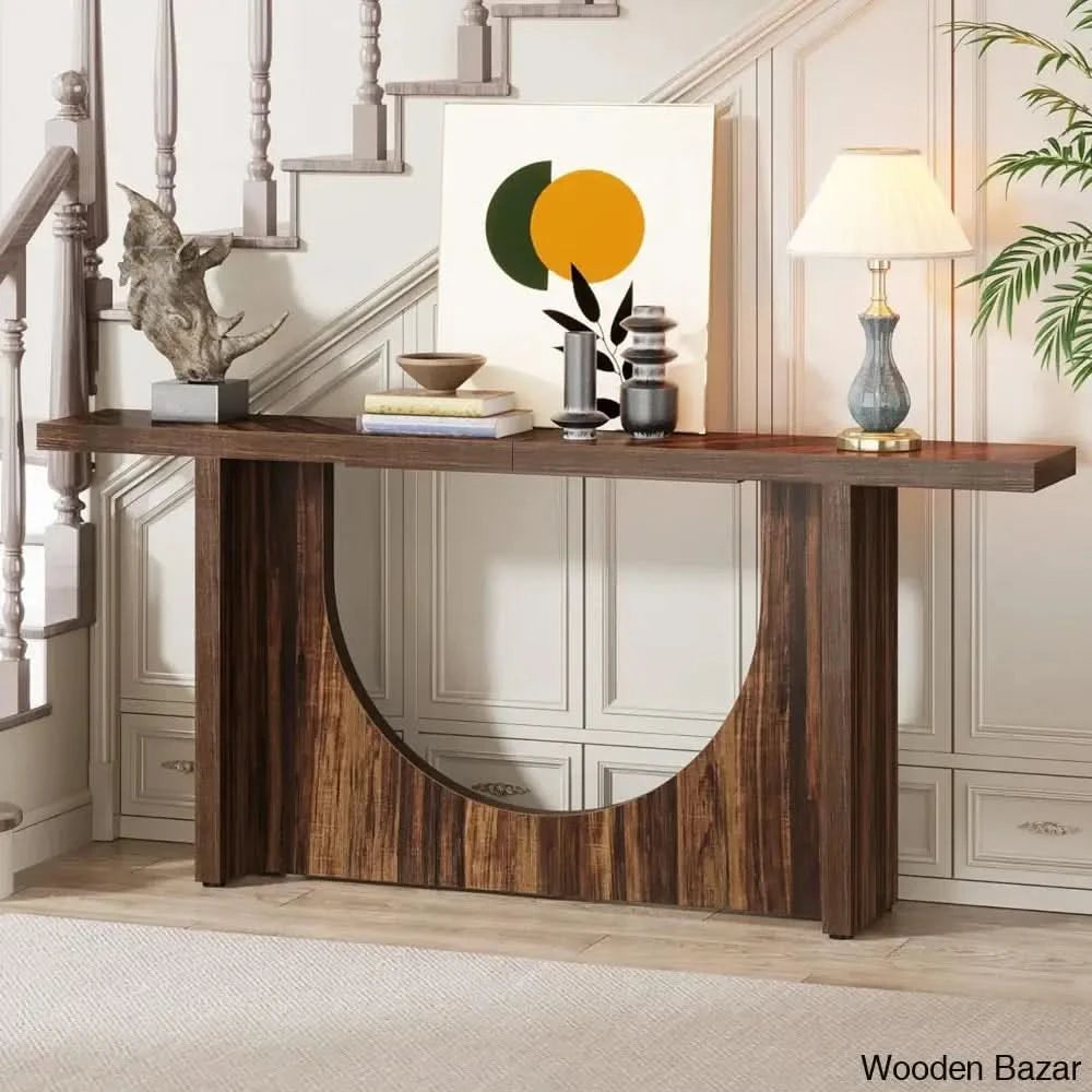 Glass and Wood Console Table