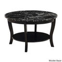 Chadwick 30’’ Coffee Table With Shelf And Center Table Black Faux Marble/Black