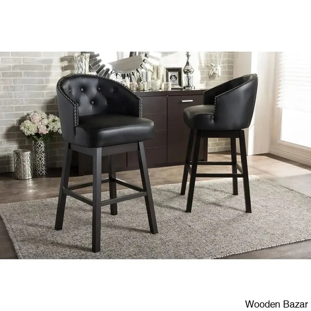 Chaimz Upholstered 30.62’’ Counter Stool With Solid Wood Frame (Set Of 2) Brown