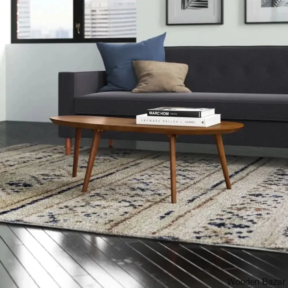 Chandrima Solid Wood Coffee Table And Center Castanho