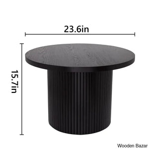 Charleily Pedestal Wood Round Coffee And Center Table
