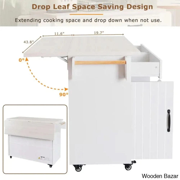 Charlis Wood Kitchen Cart Trolley Cart Cabinet Kitchen Island With Storage