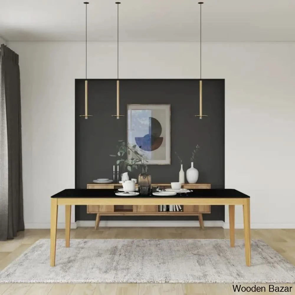 Charlton Luxury 8 Seater Wooden Dining Table Set - Bazar Black
