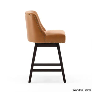 Choutez Swivel Upholstered 26’’ Counter And Bar Stool With Solid Wood Frame (Set Of 2)